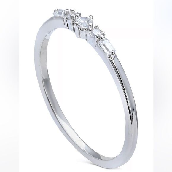 NWT GIANI BERNINI Cubic Zirconia Stacking Ring in Sterling Silver - Picture 2 of 6